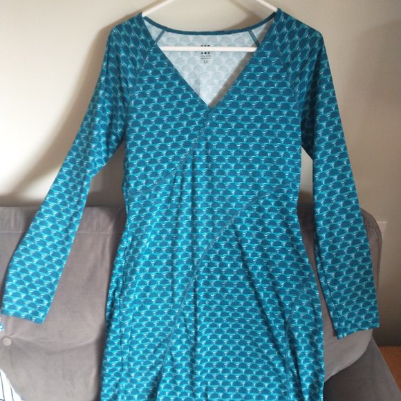 Title nine Dresses & Skirts - Title Nine Sayonara Cafe Sleeve teal blue stretchy dress women's M EUC